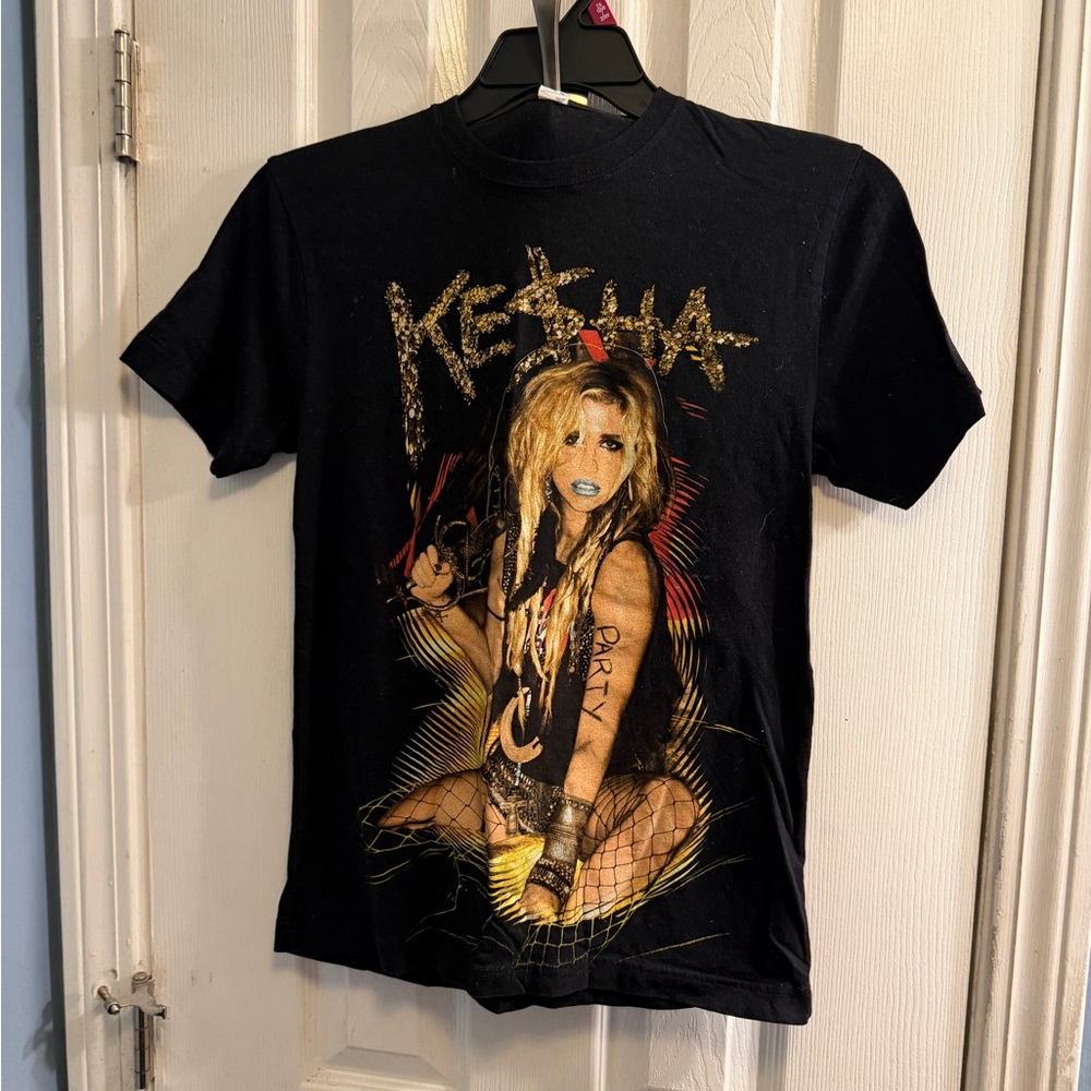 Black Graphic Women's Tee with Gold Accents